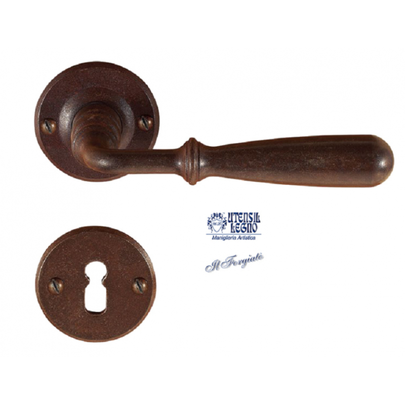 Maniglia per Porte Interne con Rosetta In Ferro FM 031 Il Forgiato