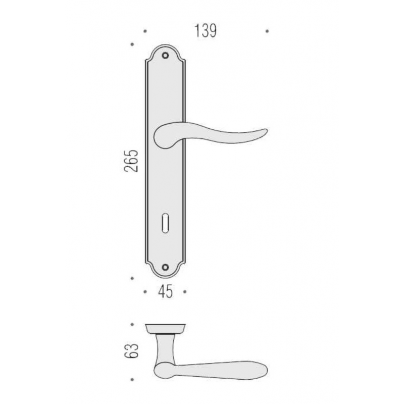 Maniglia Per Porta Con Placca Peter ID11-P Bronzo Foro Ovale Interasse 70 mm Colombo 