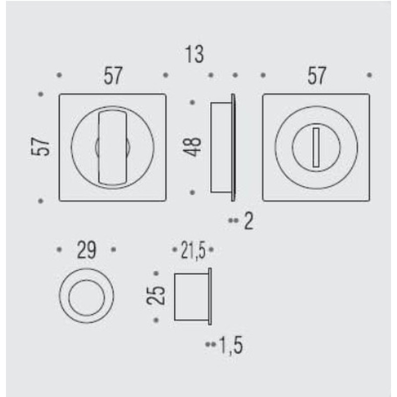 MANIGLIA PER PORTA SCORREVOLE COLOMBO DESIGN MOD. OPEN 5Q SENZA SERRATURA ID311 BZG CROMAT