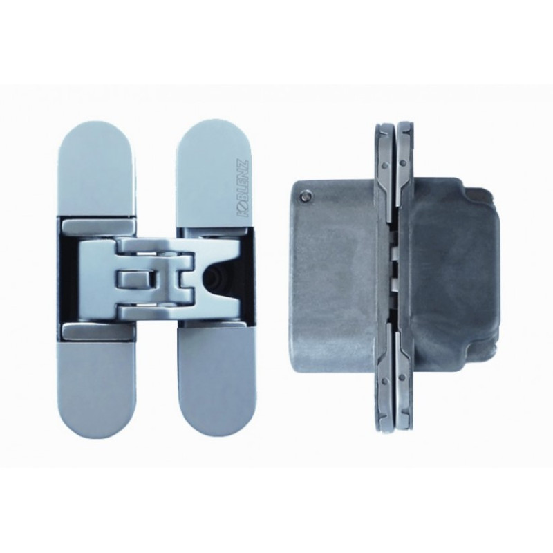 Cerniera a scomparsa K6200 Kubica Koblenz, per porte filo muro regolabile su 3 assi, portata 45 kg, Zama finitura CROMO SAT