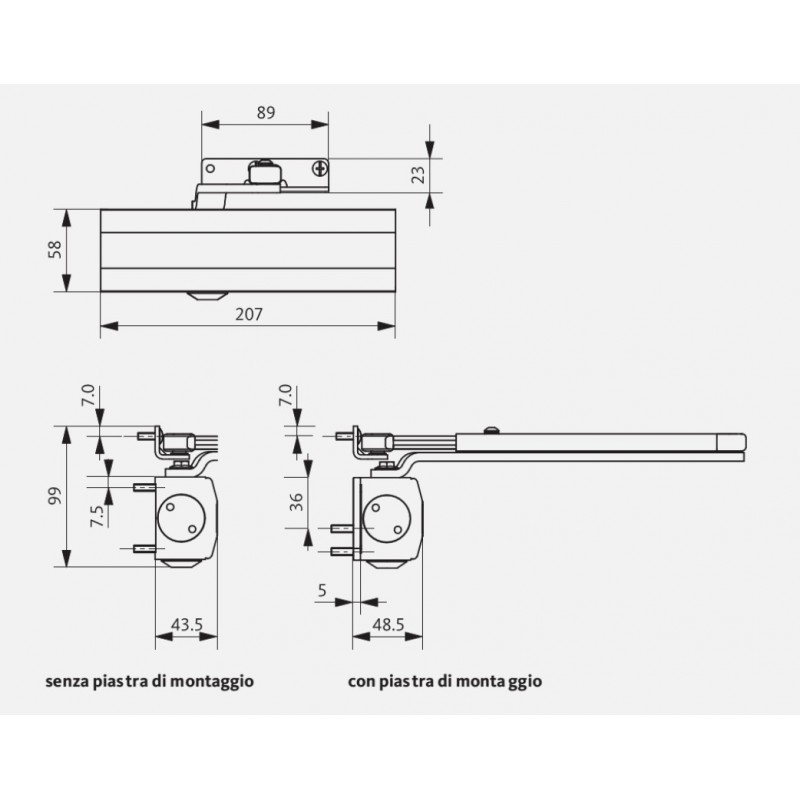 CHIUDIPORTA AEREO OTS 210 K-15710-01-0-1 SENZA BRACCIO ALLUMINIO G-U
