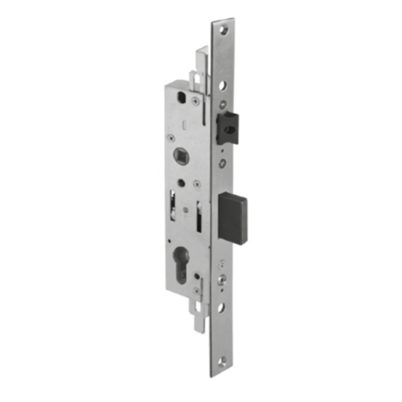 Serratura da infilare MP1 Assa Abloy per montante, con scrocco e catenaccio, foro yale, entrata 25 mm, frontale 24x3 mm, Acciaio finitura Inox