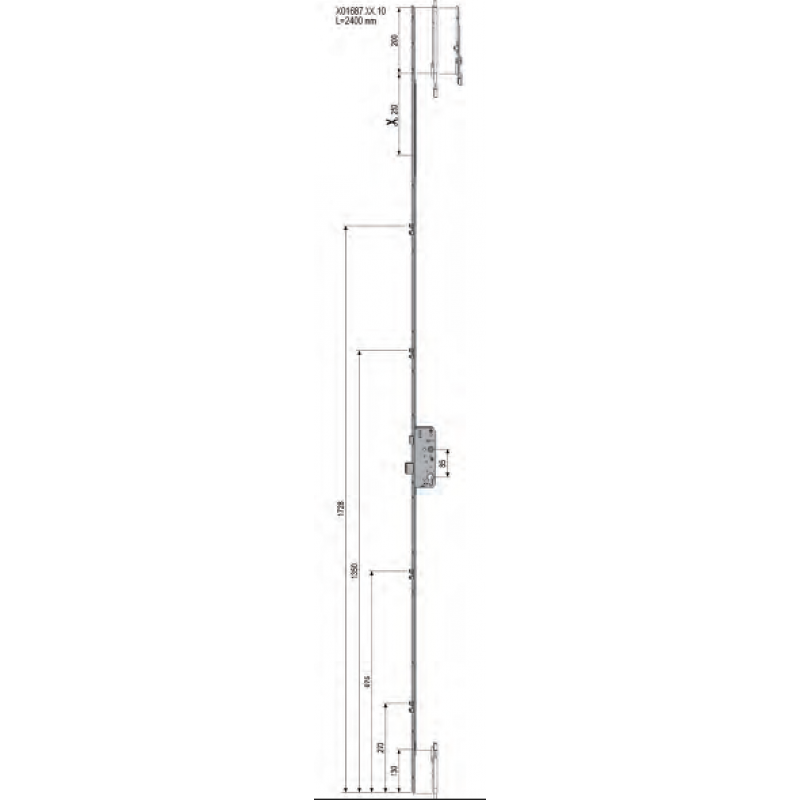 SERRATURA SICURTOP 1687 1900-2150 FRONTALE 16 ENTRATA 35 AGB ZINCATA 