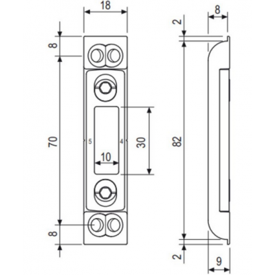 Incontro Puntale W01697.01.13 AGB per Sicurtop, registrabile, dimensioni 70X18X9 mm, aria 4, finitura Argento