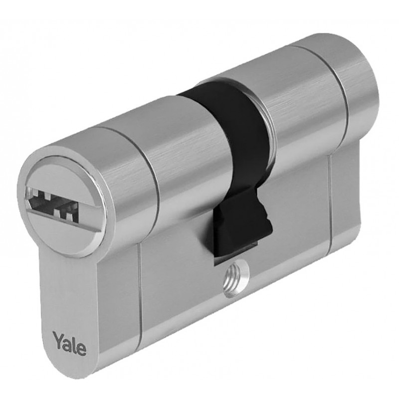 Cilindro Europeo Yale  di Sicurezza per Serratura Y1500 Nichelato, Doppio, Frizionato, 5 Chiavi