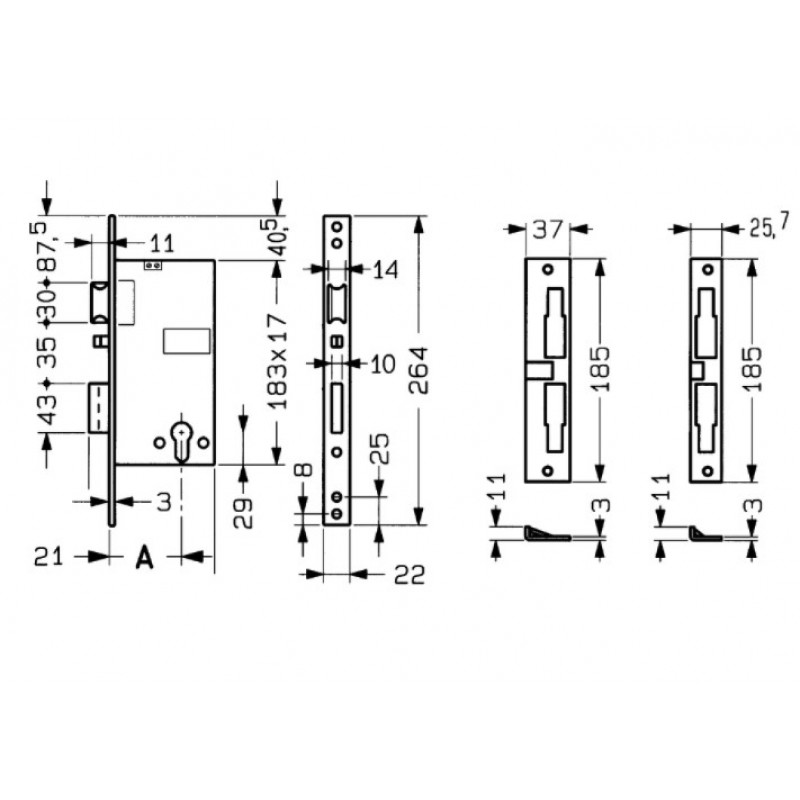 Elettroserratura da infilare 580 Yale per porta in legno, bordo quadro, foro cilindro europeo, entrata 50 mm, Acciaio finitura Verniciato